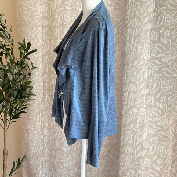 NWT Lena Gabrielle Blue Snake Print Drape Lapel Blazer Fairycore Jacket Size 12 - Picture 6 of 7